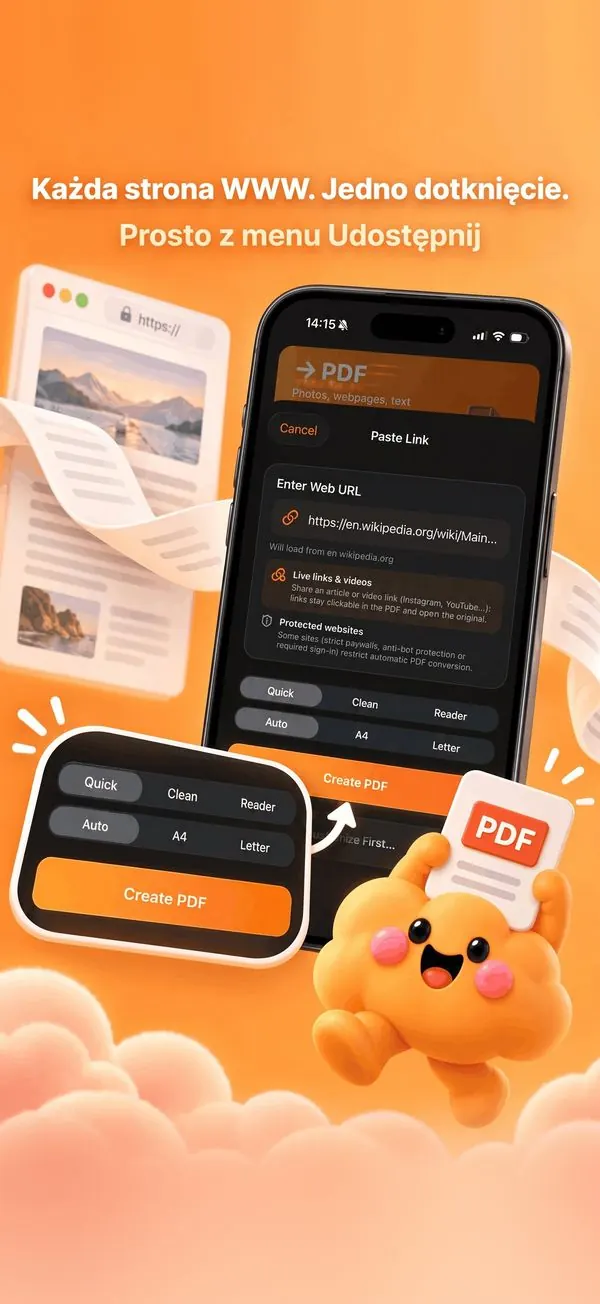 Jak zapisać stronę WWW jako PDF na iPhonie (czysto, bez reklam)